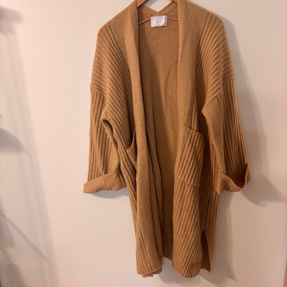 OAK + FORT Tan Women's Cardigan Small Oversized GUC